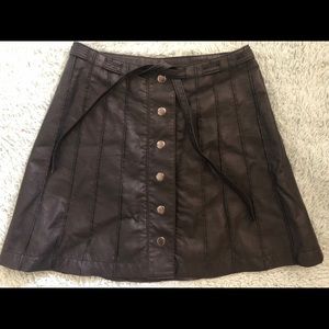 Free People size zero 0 black faux leather skirt